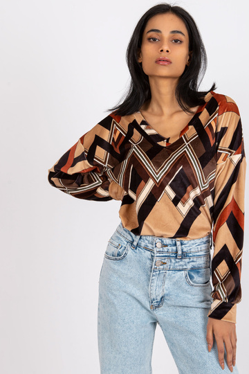 Brūna un bēša Emma blūze 2