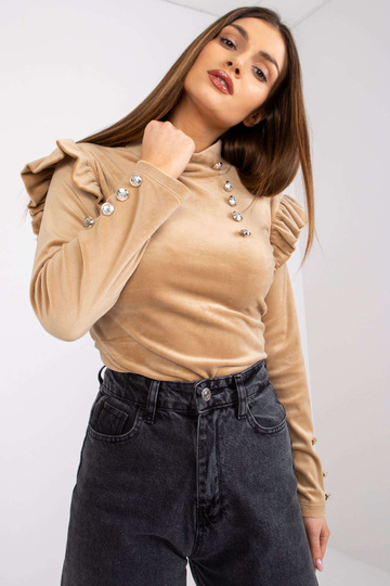 Tumši bēša velūra blūze ar...