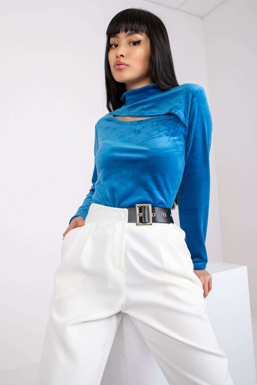 Sieviešu zila velūra blūze ar...