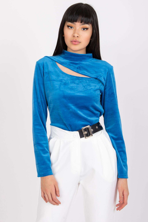 Sieviešu zila velūra blūze ar...