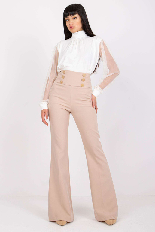 Bēšas elegantas bikses ar košu Salerno