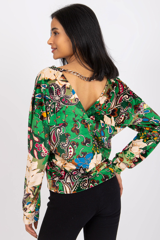 Zaļa raksta blūze ar ķēdīti Nicola