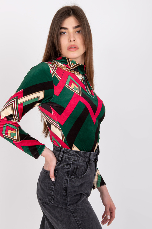 Zaļa un rozā velūra blūze ar Pari...