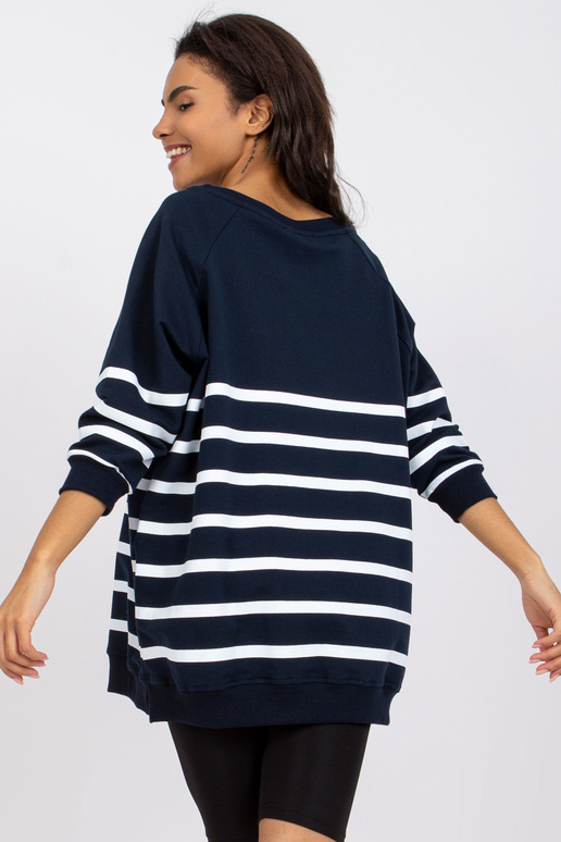 Tumši zila un balta svītraina blūze...