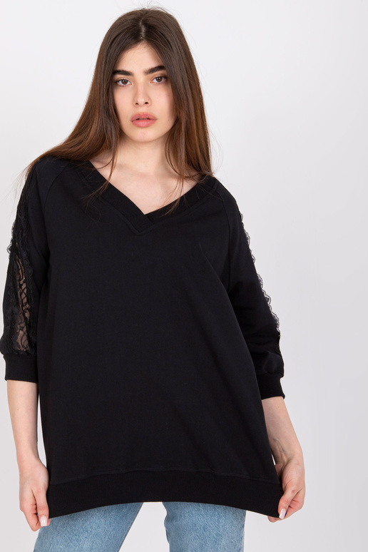 Melna kokvilnas blūze ar mežģīnēm...