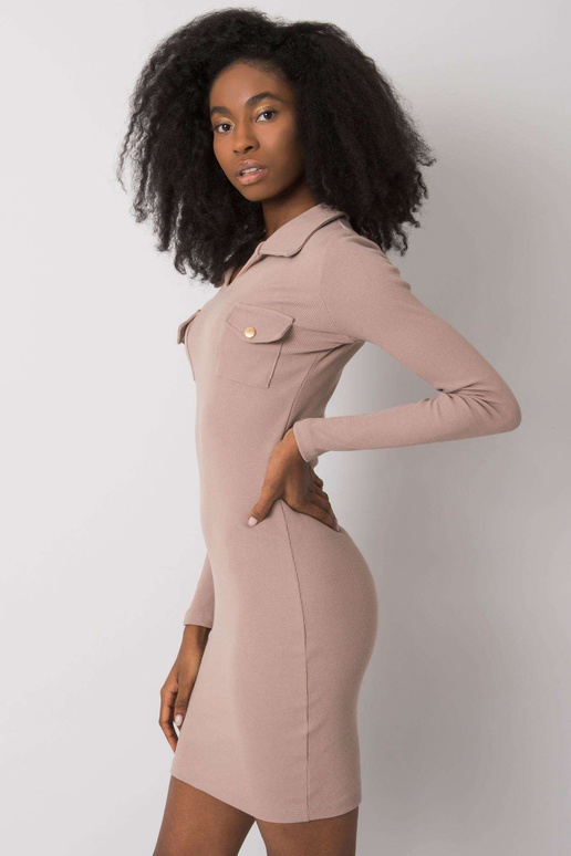 Tumši bēša pieguloša kleita ar svītru... Tumši bēša pieguloša kleita ar svītru...