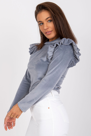 Pelēka velūra blūze ar...