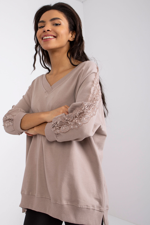 Tumši bēša ikdienas blūze Leja RUE PARIS Tumši bēša ikdienas blūze Leja RUE PARIS