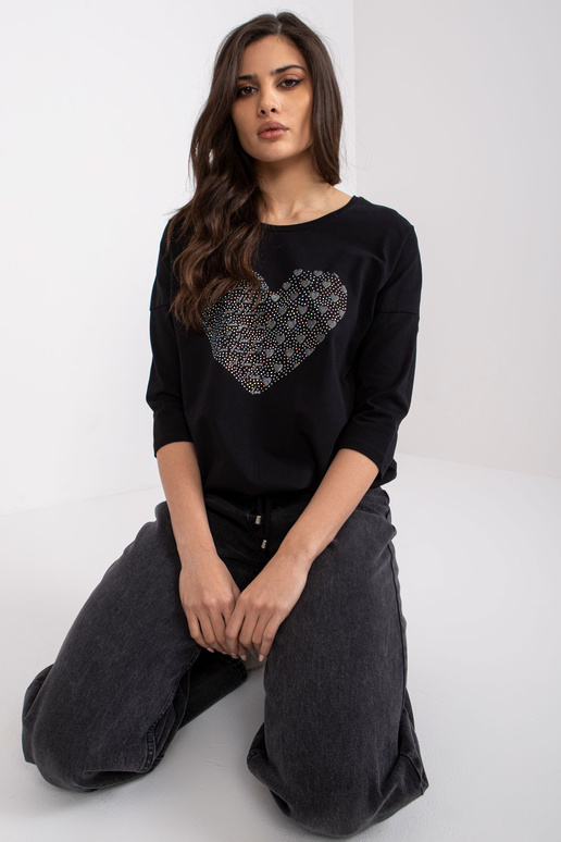 Melna kokvilnas blūze ar Bindy...