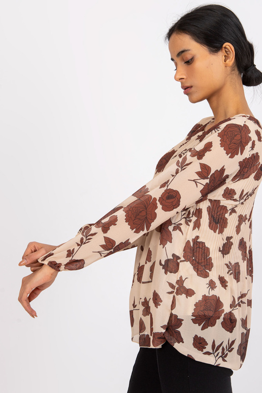 Bēša un brūna blūze ar ziediem Liāna Bēša un brūna blūze ar ziediem Liāna