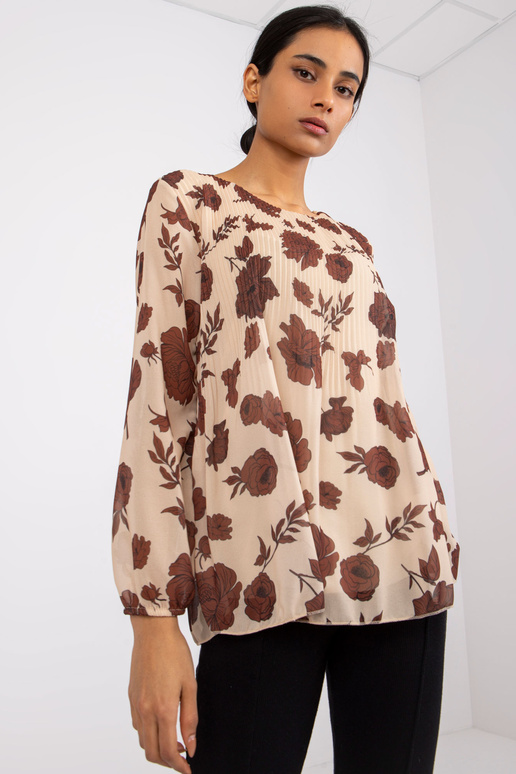 Bēša un brūna blūze ar ziediem Liāna Bēša un brūna blūze ar ziediem Liāna