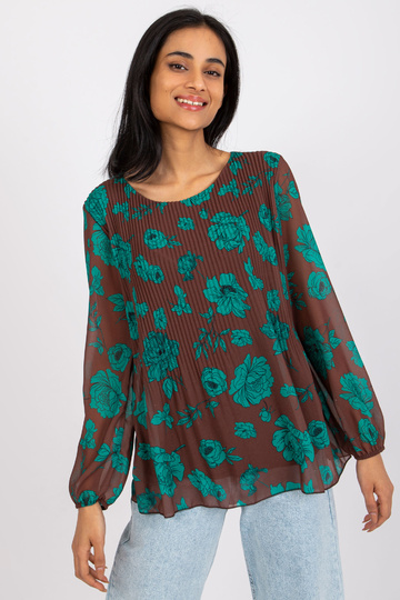 Brūni-zaļa kroku blūze Liāna