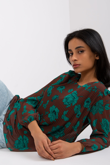 Brūni-zaļa kroku blūze Liāna 2