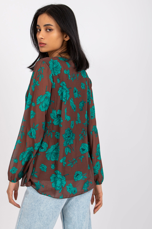Brūni-zaļa kroku blūze Liāna