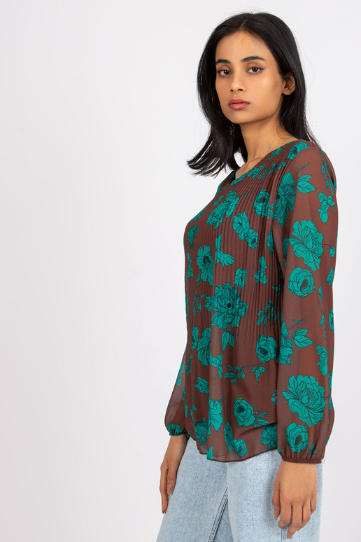 Brūni-zaļa kroku blūze Liāna