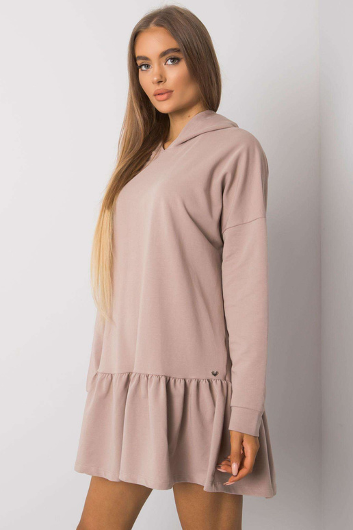 Tumši bēša džemperu kleita ar kapuci...