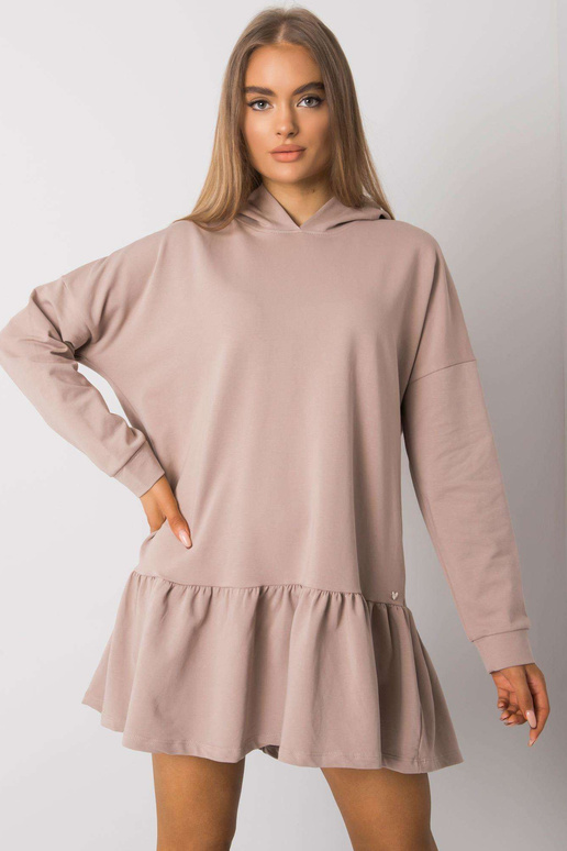 Tumši bēša džemperu kleita ar kapuci...