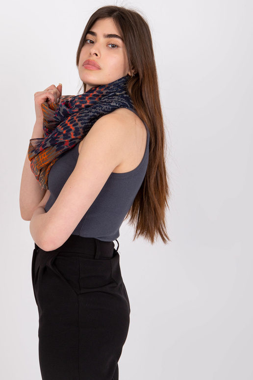 Tumši zila un oranža sieviešu šalle...