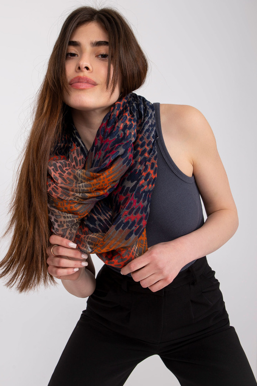 Tumši zila un oranža sieviešu šalle...