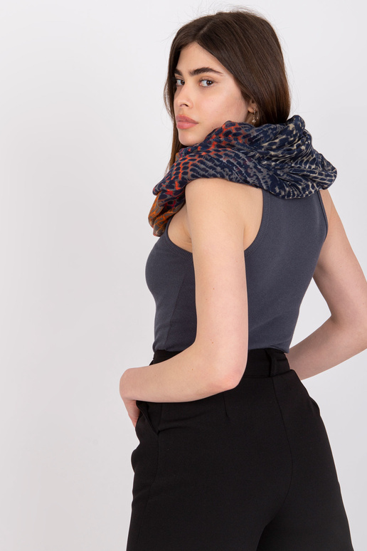 Tumši zila un oranža sieviešu šalle...