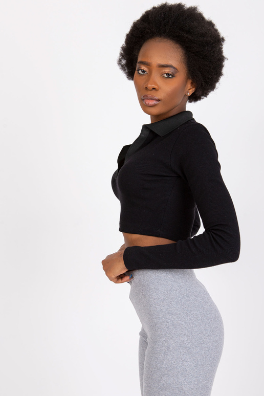 Melna rievota ikdienas blūze Flores... Melna rievota ikdienas blūze Flores...