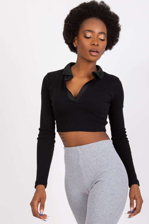 Melna rievota ikdienas blūze Flores... Melna rievota ikdienas blūze Flores...