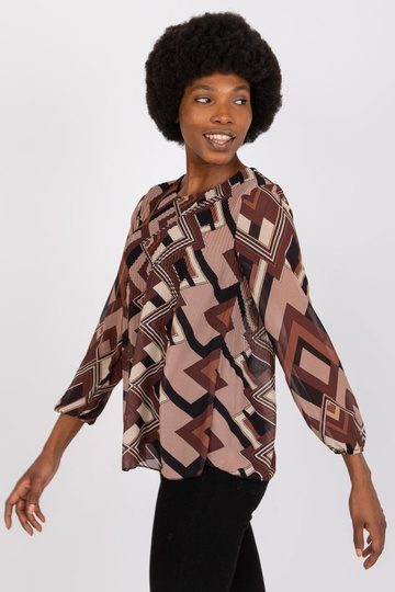 Brūna un bēša blūze ar...