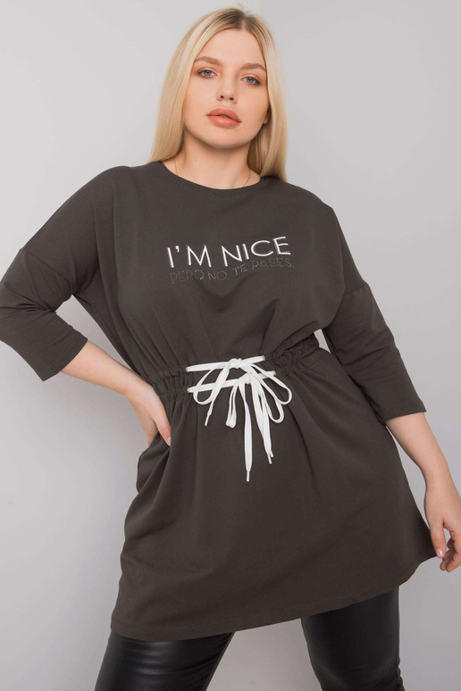 Tumša haki krāsas plus izmēra tunika...