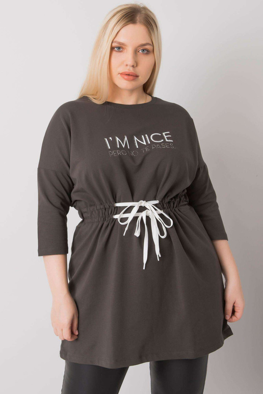 Tumša haki krāsas plus izmēra tunika...