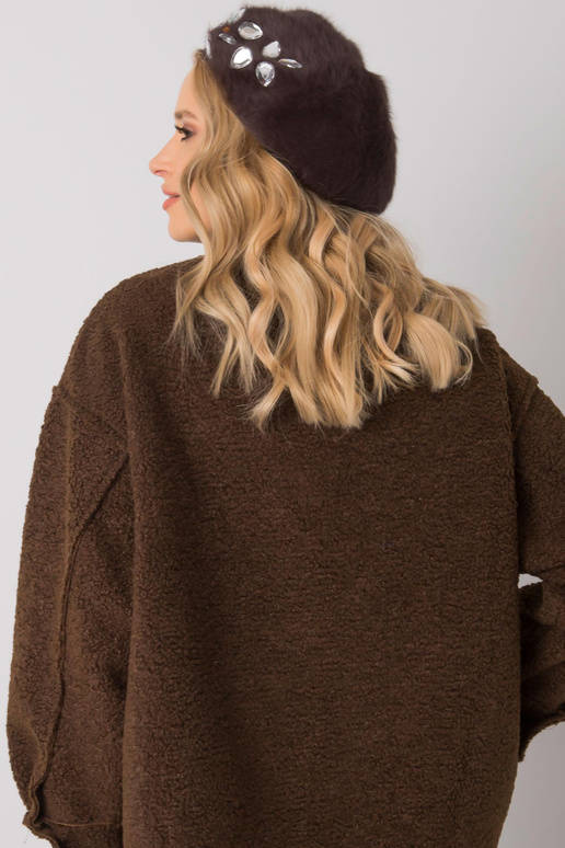 Brūna sieviešu berete ar aplikāciju