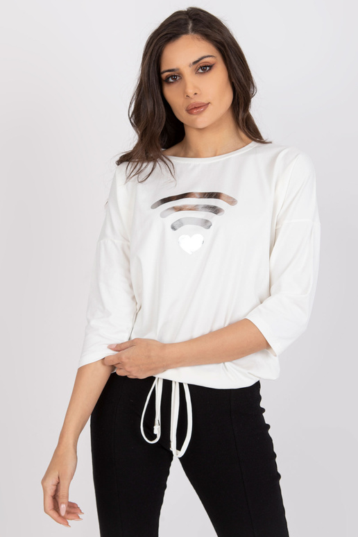 Ecru sieviešu blūze ar apdruku...