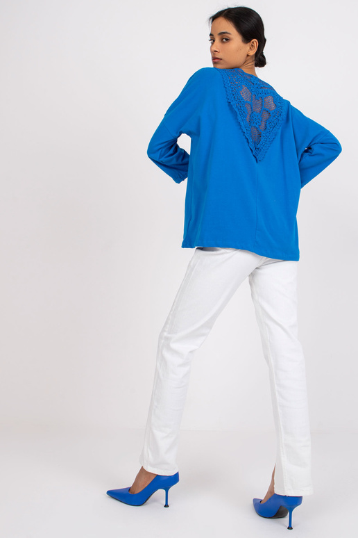 Tumši zila kokvilnas blūze ar...