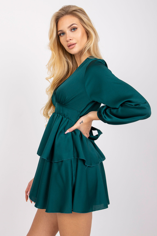 Tumši zaļa kleita ar volāniem Rimini