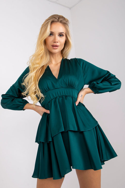 Tumši zaļa kleita ar volāniem Rimini