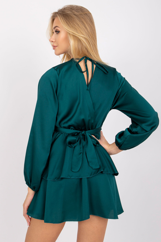 Tumši zaļa kleita ar volāniem Rimini