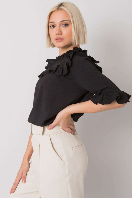 Melna blūze ar volāniem Limassol RUE... Melna blūze ar volāniem Limassol RUE...