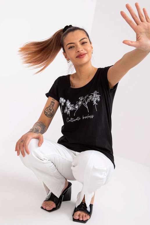 Melns kokvilnas T-krekls no Frida...