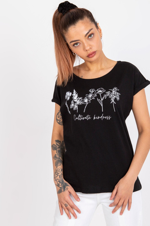 Melns kokvilnas T-krekls no Frida...