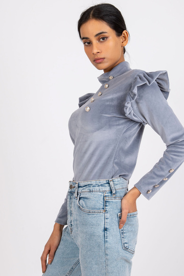 Pelēka velūra kapri blūze... 2