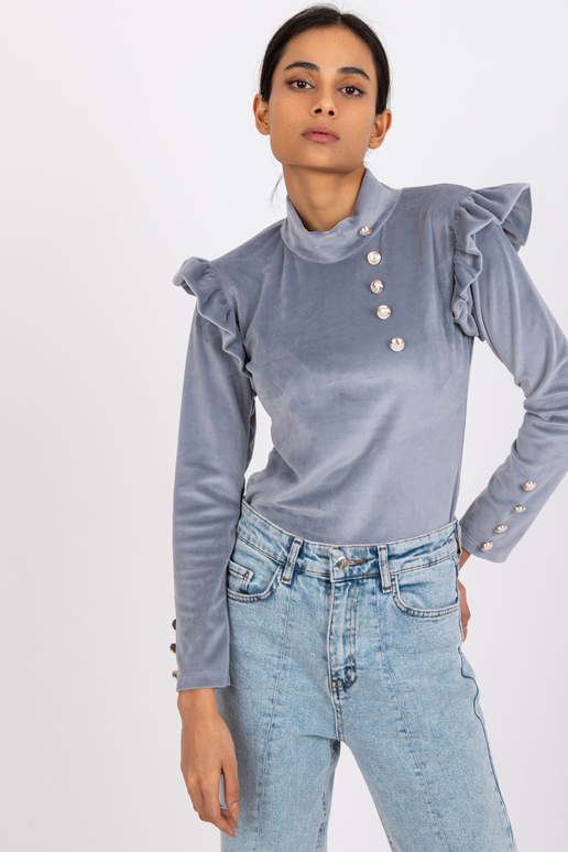 Pelēka velūra kapri blūze ar garām...