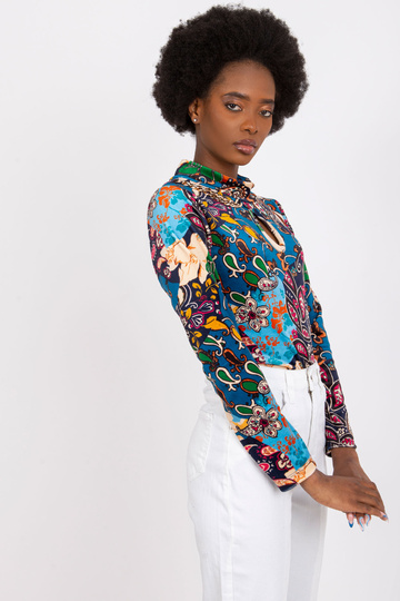 Tumši zila raksta blūze ar... 2