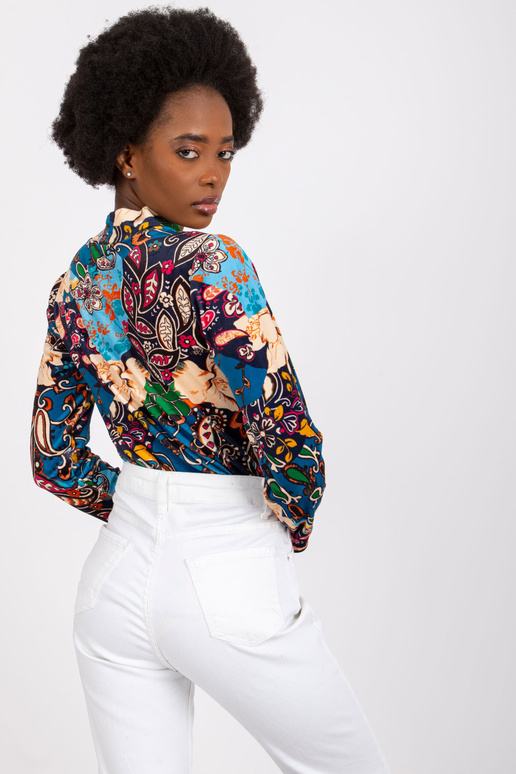 Tumši zila raksta blūze ar velūru...