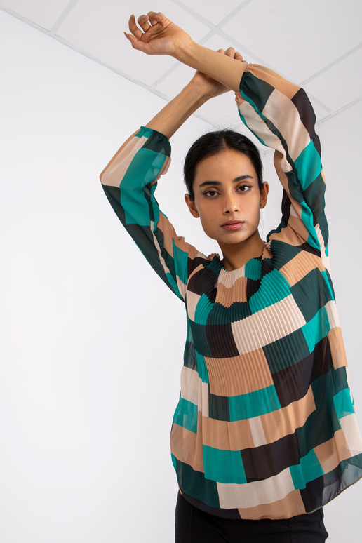 Zaļi bēša raksta blūze Gabriella