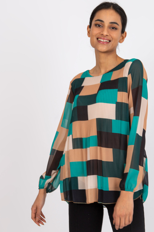 Zaļi bēša raksta blūze Gabriella