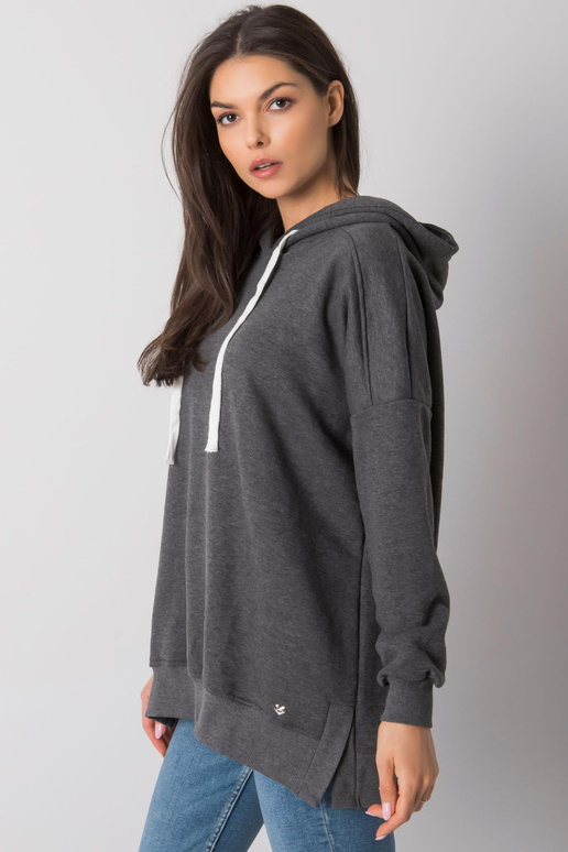 Tumši pelēka melanža Basic Hoodie...