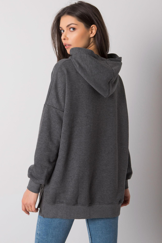 Tumši pelēka melanža Basic Hoodie...