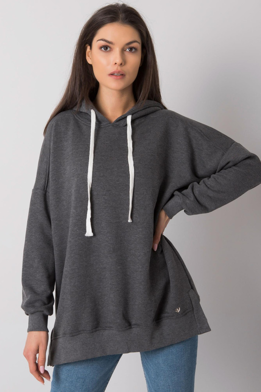 Tumši pelēka melanža Basic Hoodie...