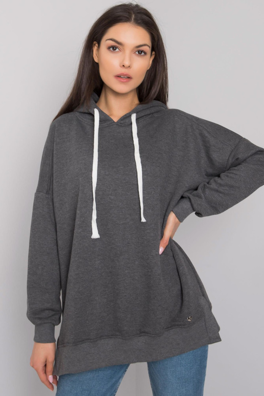 Tumši pelēka melanža Basic Hoodie...