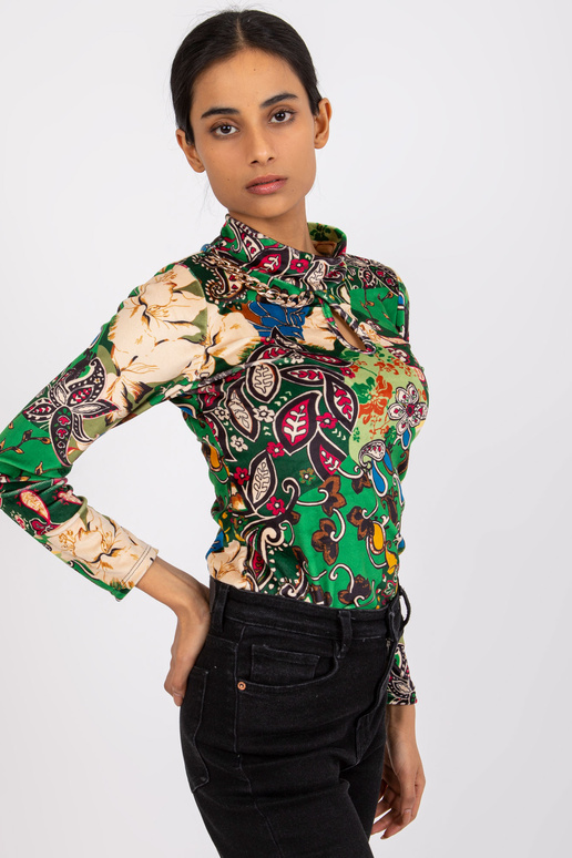 Zaļa raksta blūze ar velūru Bologna Zaļa raksta blūze ar velūru Bologna