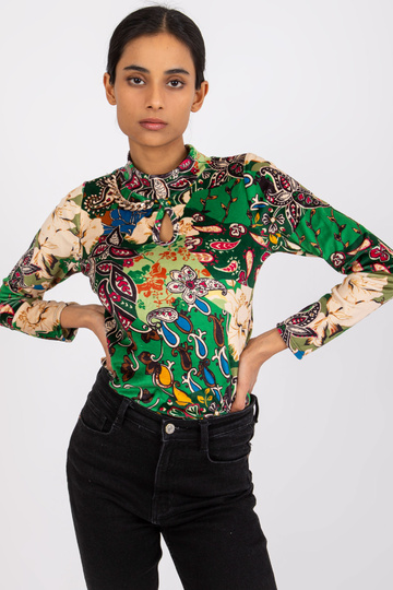 Zaļa raksta blūze ar velūru... 2